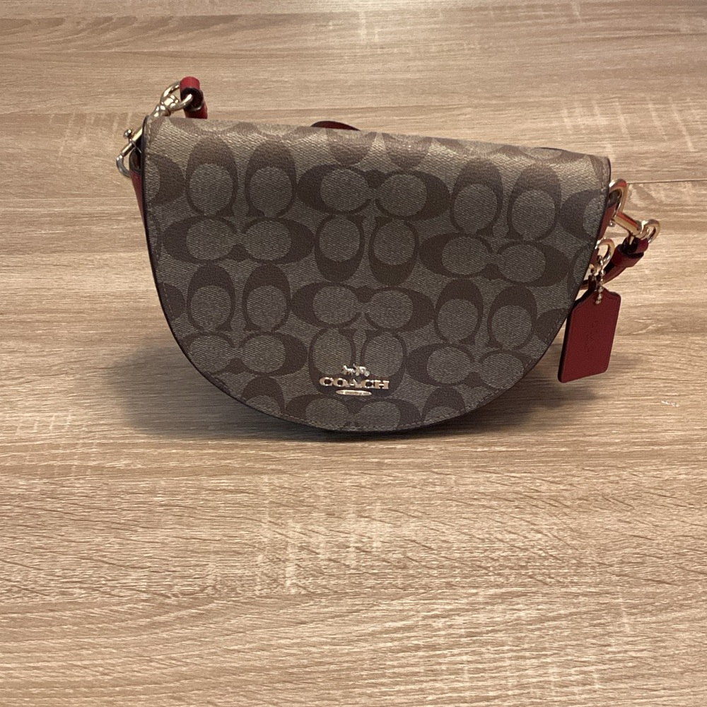 Coach Signature Brown and Red Crossbody Bag